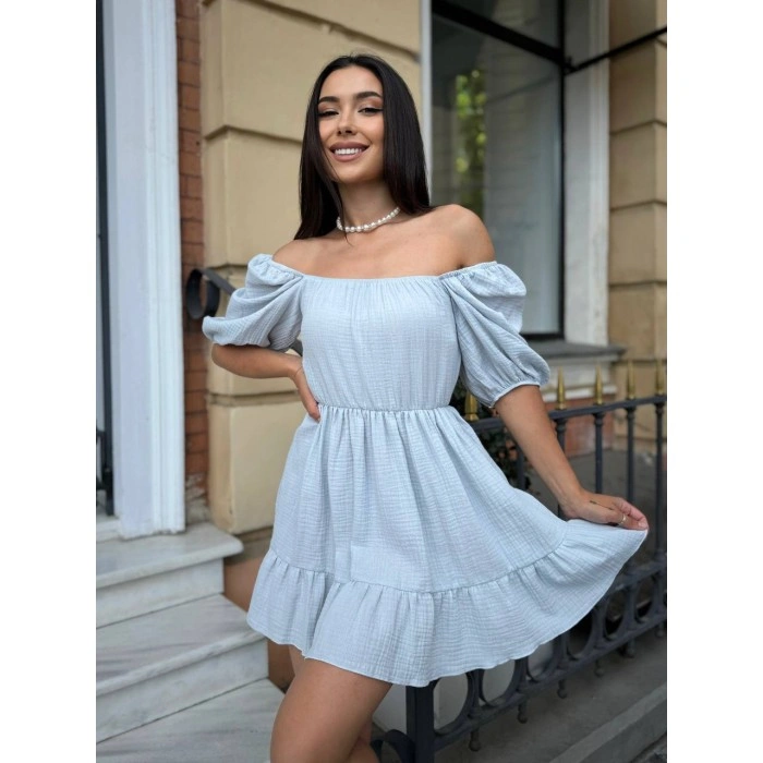 Нежное платье из муслина голубого цвета 28402